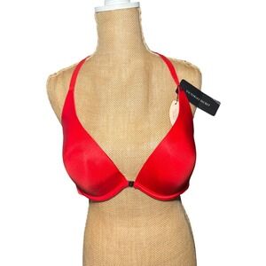 NWT Victoria's Secret Plunge Bra Red Push Up Halter Front Clasp Size 38C